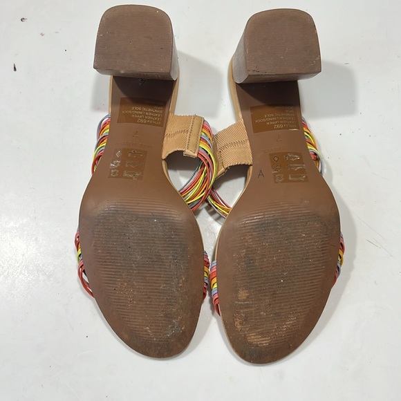GIFTED Madewell The Meg Sandal Rainbow Heel Nude Tan Pink Purple Strap Sz 7 - Picture 6 of 7